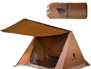 캠핑 단층 2인용 텐트 대피소 2 In 1 방풍 경량 텐트(폴 없음)