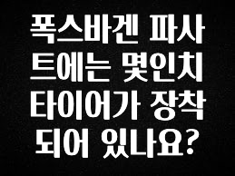 요즘 반응좋은 폭스바겐 파사트에는 몇인치 타이어가 장착되어 있나요? 정직하게 소개해보겠습니다