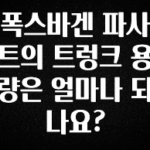 이달의 핫 폭스바겐 파사트의 트렁크 용량은 얼마나 되나요? 아주 좋은 정보입니다