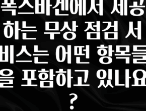 실시간 반응 터진 폭스바겐에서 제공하는 무상 점검 서비스는 어떤 항목들을 포함하고 있나요? 확인하시죠