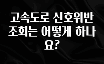 사랑을 담은 고속도로 신호위반 조회는 어떻게 하나요? 리뷰가 많습니다
