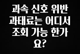 간편확인 과속 신호 위반 과태료는 어디서 조회 가능 한가요? 확인 부탁드립니다