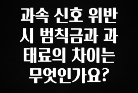 드디어 공개 과속 신호 위반시 범칙금과 과태료의 차이는 무엇인가요? 핫한 정보입니다