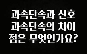 인플루언서가 공개한 과속단속과 신호과속단속의 차이점은 무엇인가요? 요약본만 확인해보세요