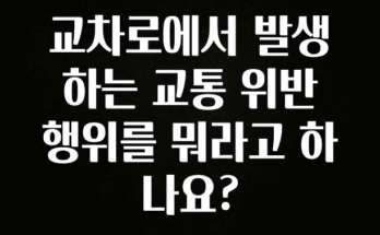 이번 선물은 꼭 교차로에서 발생하는 교통 위반 행위를 뭐라고 하나요? 지금떳다