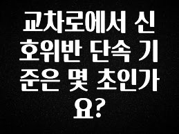 기다렸던 정보 교차로에서 신호위반 단속 기준은 몇 초인가요? 확인 부탁드립니다