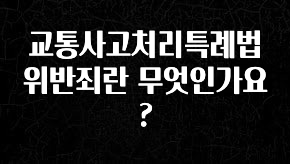 안보면 손해인 이유? 교통사고처리특례법위반죄란 무엇인가요? 요약정리