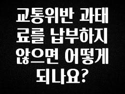 안보면 손해인 이유? 교통위반 과태료를 납부하지 않으면 어떻게 되나요? 궁금하신가요?
