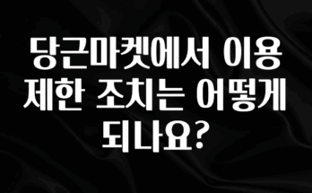 요즘 “다” 여기서 한대 당근마켓에서 이용제한 조치는 어떻게 되나요? 요약본만 확인해보세요