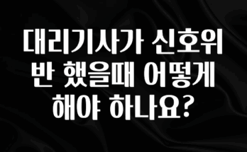 꼭 알아야하는 대리기사가 신호위반 했을때 어떻게 해야 하나요? 놓치지마세요