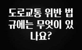 놓치지말고 도로교통 위반 법규에는 무엇이 있나요? 클릭해보세요