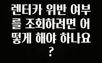 인기좋은 이유 렌터카 위반 여부를 조회하려면 어떻게 해야 하나요? 무조건 확인