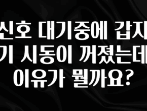 “꼭”저장해두세요 신호 대기중에 갑자기 시동이 꺼졌는데 이유가 뭘까요? 관심이 뜨거운 이유 입니다