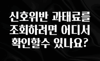 우리도 이렇게하자 신호위반 과태료를 조회하려면 어디서 확인할수 있나요? 바로 클릭