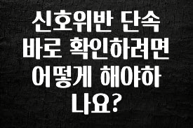 클릭 필 신호위반 단속 바로 확인하려면 어떻게 해야하나요? 클릭해보세요