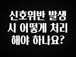 정보 쏟아짐 신호위반 발생시 어떻게 처리해야 하나요? 알짜배기만 골라가세요