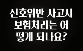 모두가 궁금했던 신호위반 사고시 보험처리는 어떻게 되나요? 확인해보세요