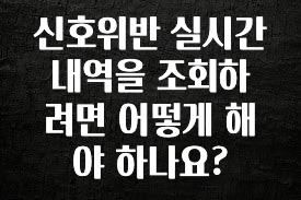 별다섯개 신호위반 실시간 내역을 조회하려면 어떻게 해야 하나요? 알짜배기만 골라가세요