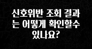 안보면 손해인 이유? 신호위반 조회 결과는 어떻게 확인할수 있나요? 확인해보세요