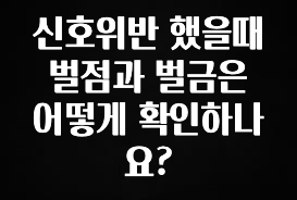 금주의 인기 신호위반 했을때 벌점과 벌금은 어떻게 확인하나요? 소개합니다