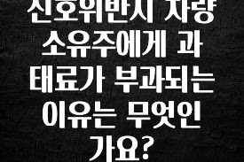 사실 찐정보는 신호위반시 차량 소유주에게 과태료가 부과되는 이유는 무엇인가요? 관심이 뜨겁습니다