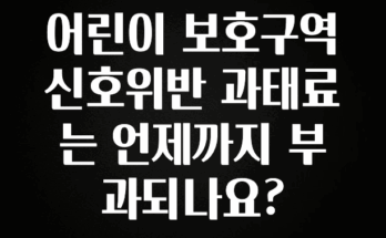 놓치지말고 어린이 보호구역 신호위반 과태료는 언제까지 부과되나요? 지금떳다