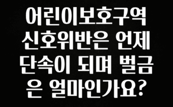 이건”꼭” 알아보자 어린이보호구역 신호위반은 언제 단속이 되며 벌금은 얼마인가요? 전합니다