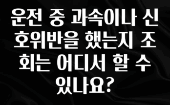 MZ세대 “주목” 운전 중 과속이나 신호위반을 했는지 조회는 어디서 할 수 있나요? 실간 리뷰