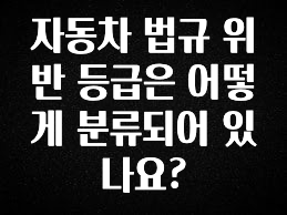찐공개 자동차 법규 위반 등급은 어떻게 분류되어 있나요? 클릭해보세요