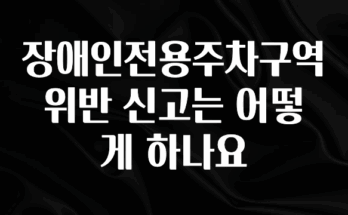 꾸준한 인기 장애인전용주차구역 위반 신고는 어떻게 하나요 1분이면 확인가능 합니다