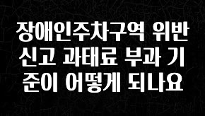+최신 소식 장애인주차구역 위반 신고 과태료 부과 기준이 어떻게 되나요 아쉬움이 없습니다