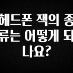 “이거” 절대 놓치지마세요 헤드폰 잭의 종류는 어떻게 되나요? 군말없이 소개합니다