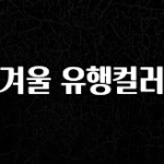 긴급소식 겨울 유행컬러 전합니다